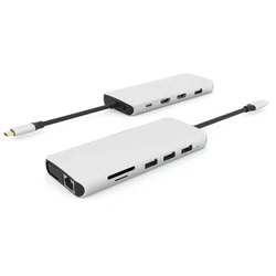 eSTUFF 12-in-1 USB-C Docking Station with 4K HDMI, PD 3.0, Gigabit Ethernet and Dual Display Support - White (ES623009 / W125805000)