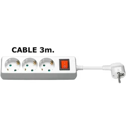 Microconnect Πολύπριζο 3 Θέσεων με Διακόπτη και Καλώδιο 3m (GRU0033WS)