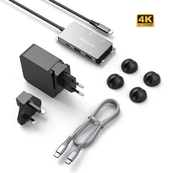 Vivolink Μετατροπέας USB C Docking Station με HDMI 4K PD Ethernet Γκρι