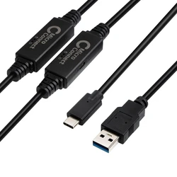 MicroConnect Adapters and Converters USB 2.0 Cable USB C male USB A Black 10m