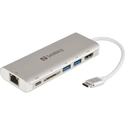 Sandberg USB C Docking Station with HDMI 4K PD Ethernet Silver