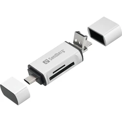 Sandberg Μετατροπέας Card Reader micro USB USB 3.0 Type-C για SD microSD Λευκό