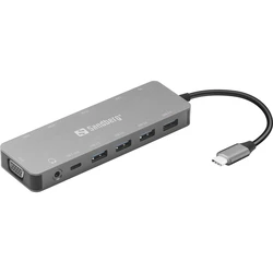 Sandberg USB-C Docking Station HDMI 4K PD Dual Monitor Silver 136-45