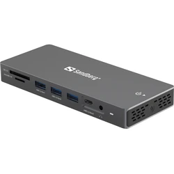 Sandberg Metatropeas Docking Station Pro USB C with HDMI DisplayPort 4K PD Ethernet and 3 Monitor Connection