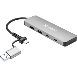 Sandberg Hub 4 Θυρών USB 2.0 με σύνδεση USB-A Γκρι
