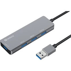 Sandberg Μετατροπέας Hub USB-A 4 Θυρών USB 3.0 Γκρι 333-67