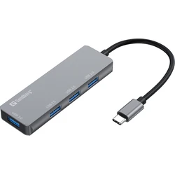 Sandberg Adapter Hub 4 Port USB C Gray 336 32