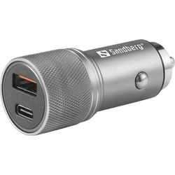 Sandberg Φορτιστής Αυτοκινήτου 48W 1xUSB 1xType-C Ασημί 441-50