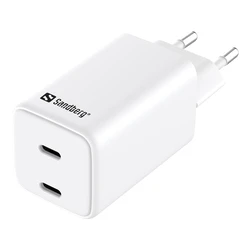 Sandberg Φορτιστής Χωρίς Καλώδιο με 2 Θύρες USB-C 65W Power Delivery Λευκός (441-56)