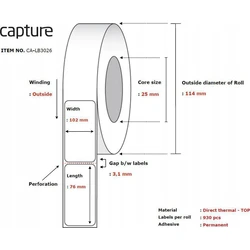 Capture 675 Αυτοκόλλητες Ετικέτες σε Ρολό για Εκτυπωτή Ετικετών 102x76mm 16τμχ