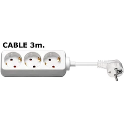 MicroConnect Πολύπριζο 3 Θέσεων με USB-A με Διακόπτη και Καλώδιο 3m GRU0033W