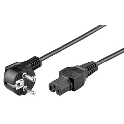 MicroConnect Power Cord IEC320 C15 3m Angled Connector Schuko Black