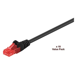 Microconnect U/UTP Cat.6 (Gigabit) Καλώδιο Δικτύου Ethernet 1m Μαύρο 10τμχ V-UTP601SVP