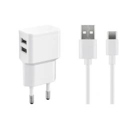 Microconnect Φορτιστής με 2 Θύρες USB-A και Καλώδιο USB-C Λευκός (USB3.1CA1SETW)