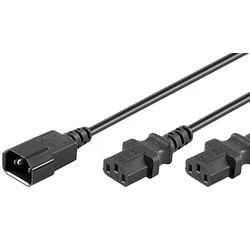 Microconnect Power Cord Y (IEC C14 male to 2×IEC C13 female) 1.2 m Black, SKU PE061312