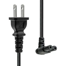 Power Cord US type A to angled IEC C7 2M Black