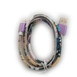 eStuff Braided USB-A to Lightning Cable (Purple & White) 1 m - Model ES601170