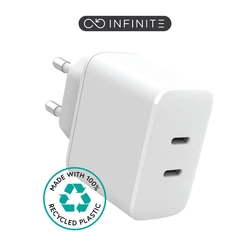 eStuff Φορτιστής Χωρίς Καλώδιο με 2 Θύρες USB-C 35W Power Delivery Λευκός (ES637035)
