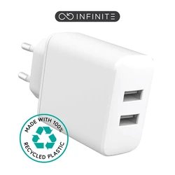 eSTUFF Φορτιστής USB Τοίχου 2x USB-A 24W Λευκός (ES637005-BULK)