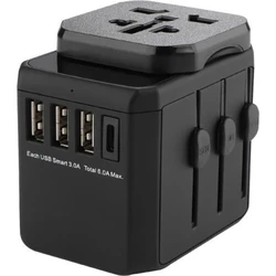 Microconnect MC-TRAVELADAPTER3 Αντάπτορας Πρίζας Universal σε Universal με 3 Θύρες USB