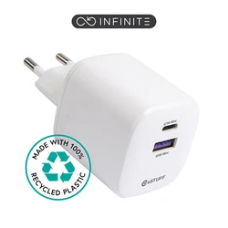 eSTUFF Φορτιστής 67W GaN με USB-A & USB-C (ES637065) Λευκός