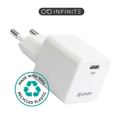 eStuff Φορτιστής Τοίχου USB-C GaN 30W Power Delivery Λευκός (ES637027-BULK)