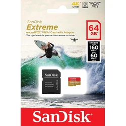 SanDisk Extreme microSDXC 64GB U3 V30 A2 UHS‑I 160MB/s με αντάπτορα