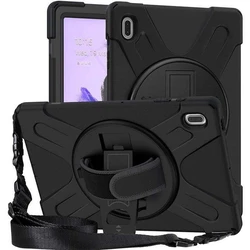 Θήκη eStuff Austin Defender για Samsung Galaxy Tab S9 Fe+/S9+/S8+/S7 Fe/S7+ - Μαύρο (λουρί χειρός, ιμάντας ώμου)