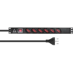 Lanview Πολύπριζο Rack 1U 6 θυρών F/J με καλώδιο 2m (LVR-2MIT-SW-IT6)