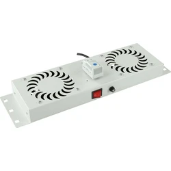 Lanview Μονάδα Ψύξης Rack 2 Ανεμιστήρων με Αναλογικό Θερμοστάτη και Ενσωματωμένο Βύσμα UK (RAF115WH-UK)