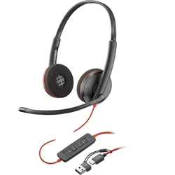 Poly Blackwire 3220 On Ear Multimedia Headset with Microphone and USB-C