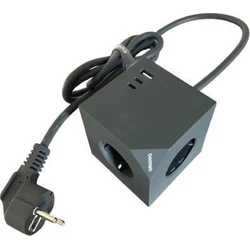 Microconnect PowerCube 3 θέσεων με 1x USB-A, 2x USB-C και καλώδιο 1.5m – Γκρι