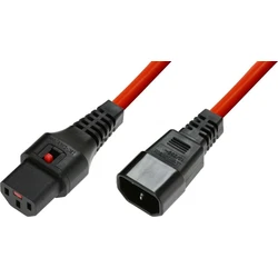 Καλώδιο τροφοδοσίας Microconnect IEC C13 σε IEC C14 2m Κόκκινο (MC-C13C14LOCK-2M)