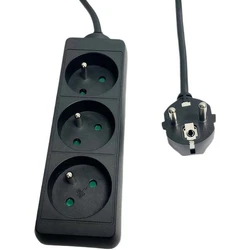 Microconnect Πολύπριζο 3 Θέσεων Γαλλίας (Type E) - Καλώδιο 1.5m - Μαύρο