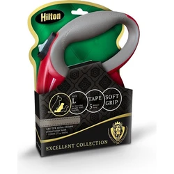 Hilton Retractable Dog Leash (Tape) 5 m, Grey / Bordeaux, up to 30 kg