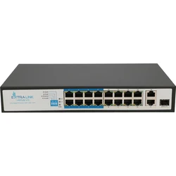 Extralink Virtus V3 Unmanaged L2 PoE Switch — 16 x 10/100 PoE RJ45 + 1 SFP, 150W PoE Budget