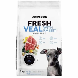 John Dog 3kg Grain-Free Dry Food for Small Breed Puppies with Rabbit and Hare
