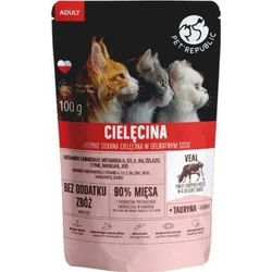 Pet Republic Υγρή Τροφή για Ενήλικες Γάτες σε Φακελάκι με Βοδινό χωρίς Σιτηρά & Γλουτένη 100gr