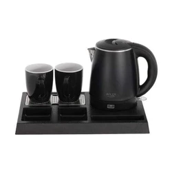Adler AD 1387 Breakfast Station - Electric Kettle with Tray and 2 Ceramic Cups (1 L) - Black