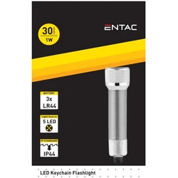 Entac Φακός 5LED μπρελόκ, Ασημί
