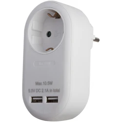 Entac Socket Adapter + 2x USB-A White (EPAG-1EE-2USB-W)