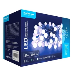 Modee Χριστουγεννιάτικα Λαμπάκια LED Τυπού Berry με Βύσμα 200LED 20m 10cm Ψυχρό Λευκό