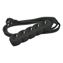 Technik Πολύπριζο 5 Θέσεων με 1.5 mm² Καλώδιο Χαλκού 16A Μαύρο 3m