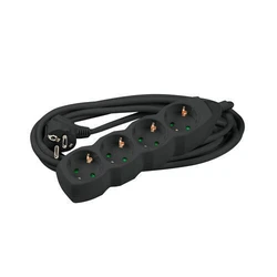 Technik 4-Socket Power Strip 1.5 m Black