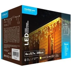 Modee Lighting Christmas LED String Lights with Adapter and Expandable 200LED 4m H70cm Warm White
