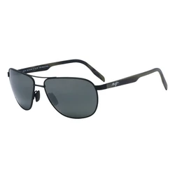 Maui Jim Castles 728-2M Grey/Black Matte Men's Sunglasses — Black Metal Aviator Frame, Grey Polarized Lenses (728-2M)