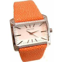 Nautica Γυναικείο Ρολόι 44mm Μπαταρίας με Πορτοκαλί Δερμάτινο Λουράκι A17530L