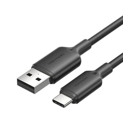 USB Cable VENTION USB 2.0 A Male to C Male 3A Cable 2M Black PVC Type CTQBH VENCTQBH