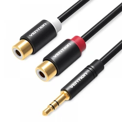 VENTION Καλώδιο Ήχου 3.5mm Αρσενικό σε 2 RCA Θηλυκά 0.3m Black Metal Type