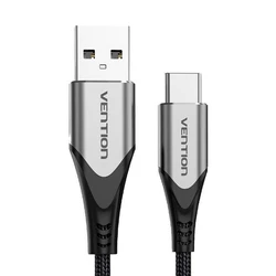 USB Cable VENTION Cotton Braided USB 2.0 A Male to C Male 3A Cable 1.5M Gray Aluminum Alloy Type CODHG